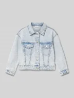 Kurtki i płaszcze dla dziewczynek - Kurtka jeansowa z kieszeniami z patką na piersi model ‘MILA’ - miniaturka - grafika 1