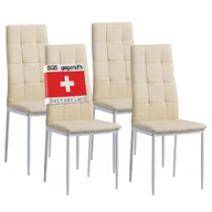 Krzesła - Albatros krzesła do jadalni RIMINI zestaw 4 sztuk, beżowe - Elegancki włoski design, tapicerowane krzesło z pokryciem z imitacji skóry, nowoczesne i stylowe przy stole jadalnym - Krzesło kuchenne Krzesło do jadalni o dużej nośności - miniaturka - grafika 1