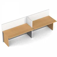 Inne meble biurowe - B2B Partner Zestaw parawanów biurowych z prostym stołem, magnetyczny, 2 miejsca, buk 437206 - miniaturka - grafika 1