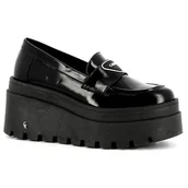 Mokasyny damskie - Czarne mokasyny na koturnie CARINII - Carinii - miniaturka - grafika 1