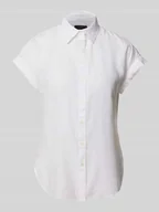 Koszule damskie - Bluzka lniana o kroju regular fit z krótkimi rękawami model ‘BROONO’ - miniaturka - grafika 1