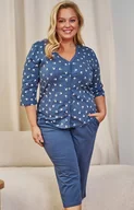 Piżamy damskie - Doctor Nap rozpinana piżama damska plus size PB.7265.DEEP_BLUE, Kolor niebieski-wzór, Rozmiar L, Doctor Nap - Intymna - miniaturka - grafika 1