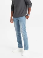 Spodnie męskie - Spodnie męskie jeansowe STRAIGHT LEG - jasnoniebieskie V2 OM-PADP-0133 - miniaturka - grafika 1