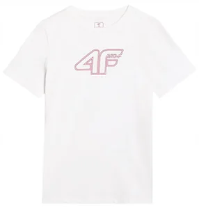 Koszulka dziewczęca 4F 4FJWAW25TTSHF2388 biała-164 - Koszulki dla dziewczynek - miniaturka - grafika 1