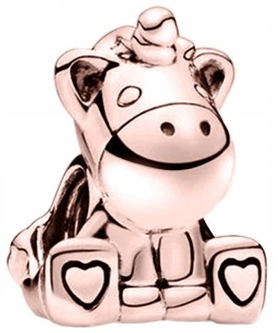 Charms Pozłacany z Jednorożcem Bajka Jednorożec Serca Koń Konik SREBRO 925