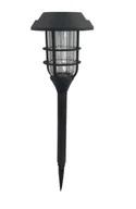 Lampy ogrodowe - Lampka solarna LED wbijana KRATKA czarna 11,8x11,8x42,7 IP54 Volteno - miniaturka - grafika 1