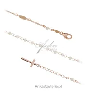 Bransoletki - ankabizuteria.pl Bransoletka różaniec - Biżuteria srebrna pozłacana - miniaturka - grafika 1