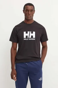 Helly Hansen t-shirt bawełniany HH LOGO męski kolor czarny z nadrukiem 30396 - Koszulki męskie - miniaturka - grafika 1