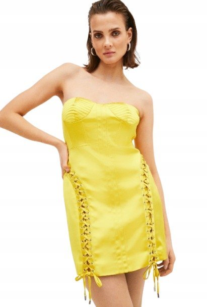 KAREN MILLEN SUKIENKA ŻÓŁTA PROSTA MINI 40 1Y1N