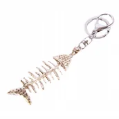 Breloki - METALOWY BRELOK Z KRYSZTAŁKAMI RYBIA OŚĆ - miniaturka - grafika 1