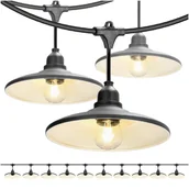 Lampy ogrodowe - ZESTAW CRETE 2x Girlanda ogrodowa 5m + kabel 10m + 10x klosz czarny M2 - miniaturka - grafika 1