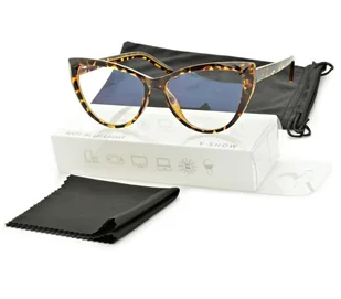 Okulary damskie do komputera kocie z filtrem BLUE Light zerówki 25106C - Okulary korekcyjne, oprawki, szkła - miniaturka - grafika 1