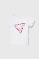 Koszulki dla dziewczynek - Guess t-shirt dziecięcy kolor biały - miniaturka - grafika 1