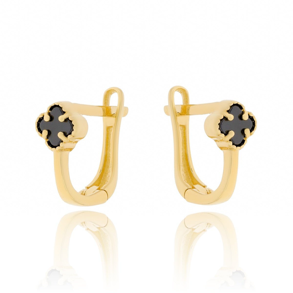 Złote kolczyki koniczyna marokańska na angielskim zapięciu pr. 585