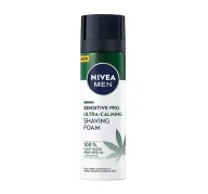 Kosmetyki do golenia - Nivea Men Sensitive Pro Ultra-Calming Shaving Foam pianka do golenia z olejem z nasion konopnych 200ml - miniaturka - grafika 1