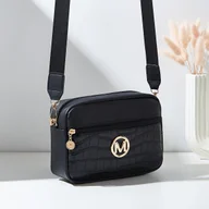 Torebki damskie - TEMU Damska Torebka z Fakturą Krokodyla ze Złotym Wykończeniem - Wielokomorowa Torba na Ramię odpinanego Paska, zamknięcie blyszczace & Łaźczykowy - miniaturka - grafika 1