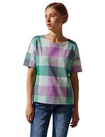 Koszulki i topy damskie - Street One Damska koszulka z krótkim rękawem w kratkę, Meta Lilac, 40 - miniaturka - grafika 1