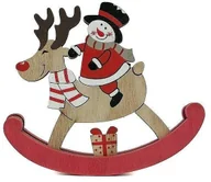 Ozdoby bożonarodzeniowe - Bałwanek drewniany 15x12cm - miniaturka - grafika 1