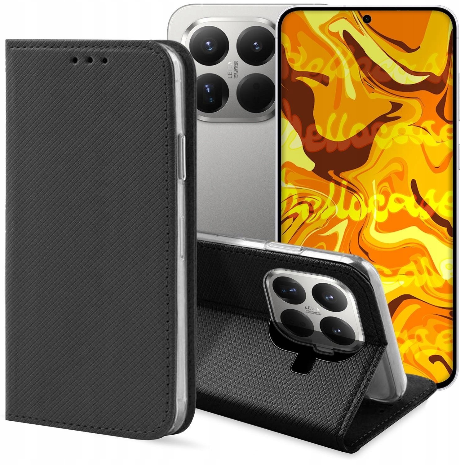 Etui z Klapką Do Xiaomi 15T 5G Czarne, Zamykane, Magnetyczne, Kabura