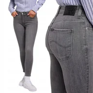 Spodnie damskie - Lee SCARLETT HIGH ZIP Ash Stone WYSOKIE SZARE RURKI Z ZAMKAMI 7/8 W29 L33 - miniaturka - grafika 1