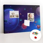 Tablice i flipcharty - Szkolna Tablica korkowa 60x40 cm, Kolorowe Pinezki, wzór Planety galaktyka - miniaturka - grafika 1