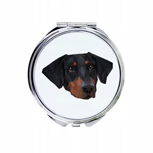 Doberman Lusterko kieszonkowe Pies geometryczny - Lusterka do makijażu - miniaturka - grafika 1