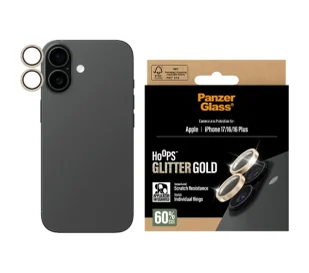 PanzerGlass Hoops Glitter do iPhone 17 / 16 / 16 Plus Złoty - Szkła hartowane na telefon - miniaturka - grafika 1