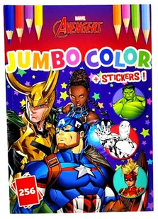 Kolorowanka XXL Marvel Avengers + naklejki. 256 obrazków. - Kolorowanki, wyklejanki - miniaturka - grafika 1