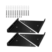 Zawiasy, okucia i inne akcesoria - Zestaw 4 wytrzymałych, żelaznych, trójkątnych uchwytów ściennych, 3" ze śrubami, czarny - miniaturka - grafika 1