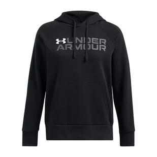 Damska Bluza UNDER ARMOUR RIVAL FLEECE WORDMARK HOODIE 1386512-001 – Czarny - Bluzy damskie - miniaturka - grafika 1
