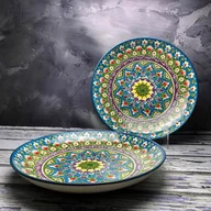 Talerze - Duży talerz ceramiczny Lagan, ręcznie zdobiony „Kwitnąca polana” o średnicy 32cm - miniaturka - grafika 1