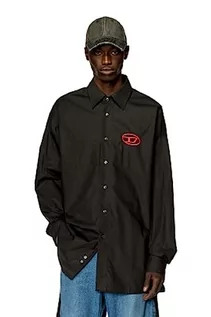 Koszulki męskie - Diesel S-dou-Plain Shirt Koszulka męska, Czarny Czarny, 48 - grafika 1