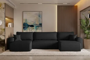 Sofa w kształcie U CAPRI narożnik tkanina Neve czarny - Narożniki - miniaturka - grafika 1