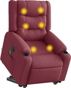 vidaXL Podnoszony fotel masujący, elektryczny, rozkładany, czerwony - Fotele - miniaturka - grafika 1
