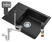 Zlewozmywaki - Granitan Zlew Granitowy Granit Argos + Syfon Kwadrat Chrom - miniaturka - grafika 1