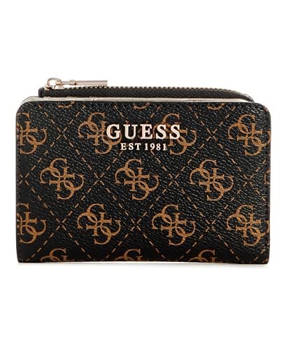 GUESS Laurel etui na karty z zamkiem błyskawicznym na całym obwodzie, Brązowe logo, jeden rozmiar, Etui na karty Laurel z zamkiem błyskawicznym na całym obwodzie