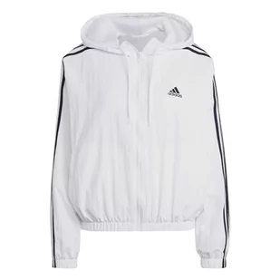 adidas Damska kurtka wiatrówka Essentials z 3 paskami, biała/czarna, biały/czarny, L - Kurtki damskie - miniaturka - grafika 1