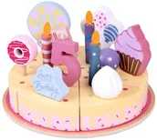 Zabawki AGD - Cukierkowy Drewniany Tort Urodzinowy do Krojenia Świeczki dekoracja ZA5936 EDUKAMP - miniaturka - grafika 1