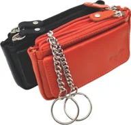 Portfele - Etui na klucze Safekeepers z ochroną RFID - uchwyt na klucze - etui na klucze - portfel na klucze - skórzane etui na klucze - męskie - damskie - skórzane - czarno-pomarańczowe - miniaturka - grafika 1