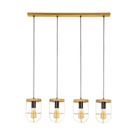 Lampy sufitowe - Britop Druciana LAMPA wisząca NETUNO 1811059451 industrialna OPRAWA metalowy zwis drewno złoty - miniaturka - grafika 1