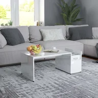 Ławy i stoliki kawowe - vidaXL vidaXL Stolik kawowy, biały na wysoki połysk 90x45x35 cm płyta wiórowa - miniaturka - grafika 1