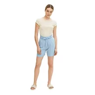 Spodenki damskie - TOM TAILOR Damski Szorty materiałowe z paskiem 1031282, 10110 - Blue Denim, 38 - miniaturka - grafika 1