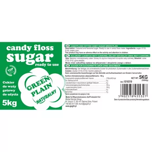 Kolorowy cukier do waty cukrowej zielony o smaku naturalnym 5kg - Inne urządzenia gastronomiczne - miniaturka - grafika 2