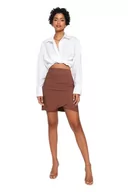Spódnice - Trendyol FeMan asymetryczna tkana spódnica, ciemnobrązowa, 36, Ciemny brąz, 34 - miniaturka - grafika 1