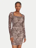 Sukienki - Guess Sukienka koktajlowa W5BK65 KCZC2 Beżowy Slim Fit - miniaturka - grafika 1