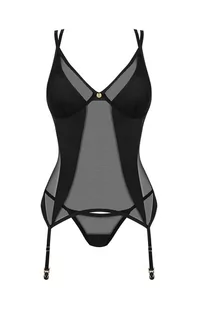 Obsessive prześwitujący gorset i stringi Nesari, Kolor czarny, Rozmiar XS/S, Obsessive - Primodo.com - Body - miniaturka - grafika 1