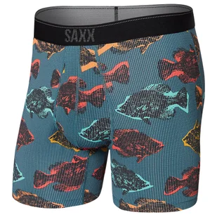 Bokserki męskie trekkingowe / sportowe z rozporkiem SAXX QUEST Boxer Brief Fly cienie ryb – niebieskie - Majtki męskie - miniaturka - grafika 1