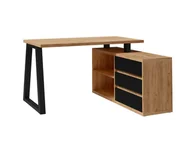 Biurka - Biurko narożne z szufladami dąb craft czarny mat - miniaturka - grafika 1