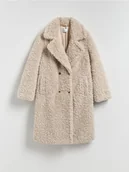 Płaszcze damskie - Reserved - Płaszcz z imitacji baranka - beżowy - miniaturka - grafika 1