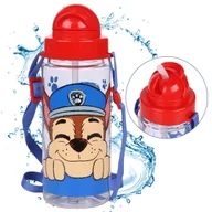 Shakery i bidony sportowe - Psi Patrol CHASE Transparentna butelka plastikowa, bidon z ustnikiem, na pasku 500ml - miniaturka - grafika 1